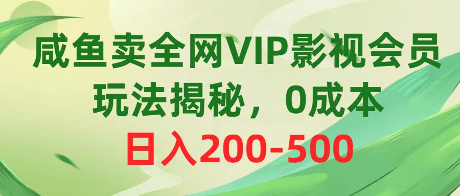 咸鱼卖全网VIP影视会员，玩法揭秘，0成本日入200-500-云阁资源网
