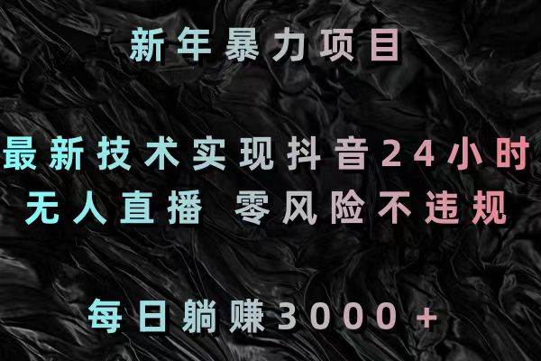 新年暴力项目，最新技术实现抖音24小时无人直播 零风险不违规 每日躺赚3000-云阁资源网