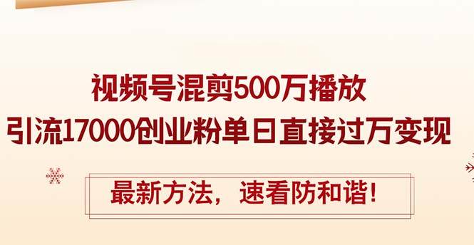 精华帖视频号混剪500万播放引流17000创业粉，单日直接过万变现，最新方…-云阁资源网
