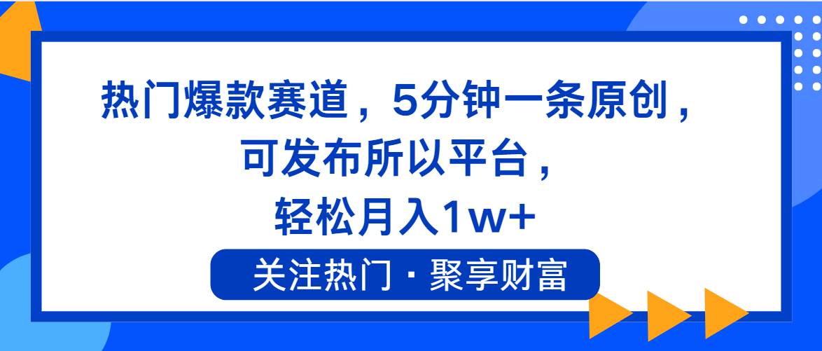 热门爆款赛道，5分钟一条原创，可发布所以平台， 轻松月入1w+-云阁资源网