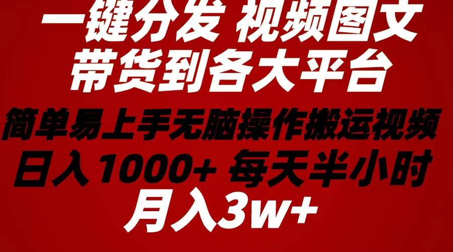 2024年 一键分发带货图文视频  简单易上手 无脑赚收益 每天半小时日入1…-云阁资源网