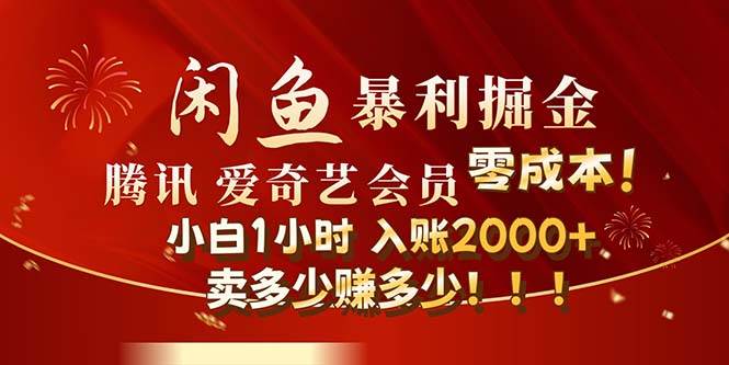 闲鱼全新暴力掘金玩法，官方正品影视会员无成本渠道！小白1小时收…-云阁资源网