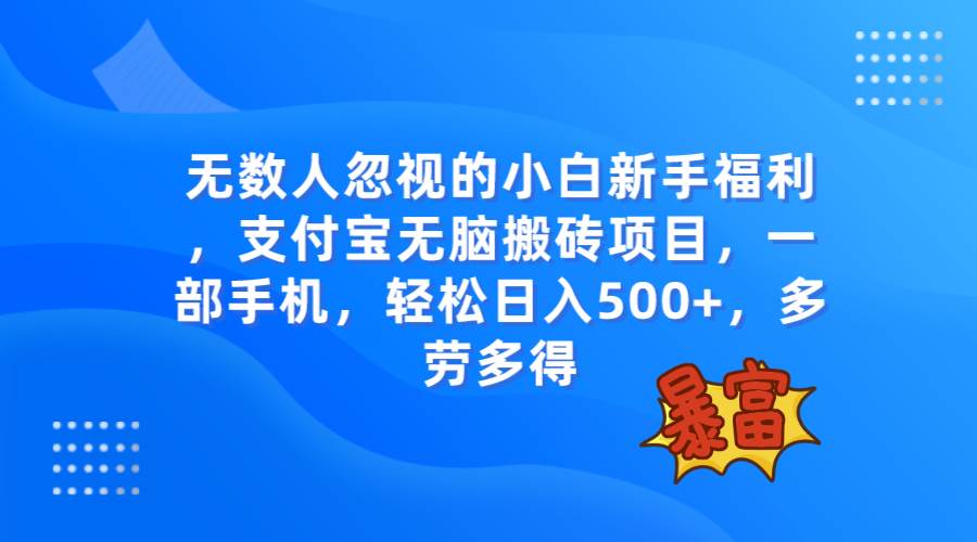 无数人忽视的项目，支付宝无脑搬砖项目，一部手机即可操作，轻松日入500+-云阁资源网