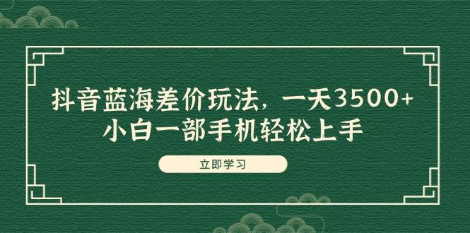 抖音蓝海差价玩法，一天3500+，小白一部手机轻松上手-云阁资源网