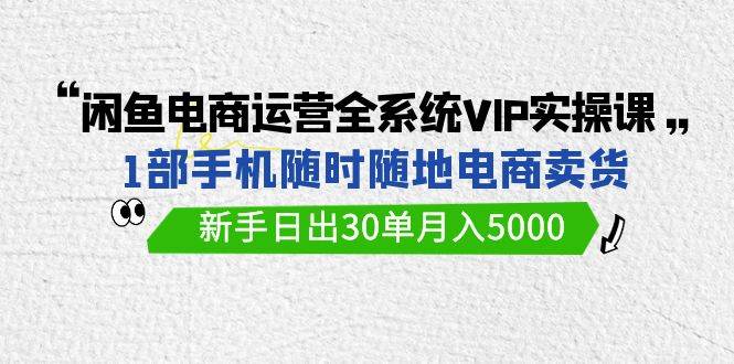 闲鱼电商运营全系统VIP实战课，1部手机随时随地卖货，新手日出30单月入5000-云阁资源网