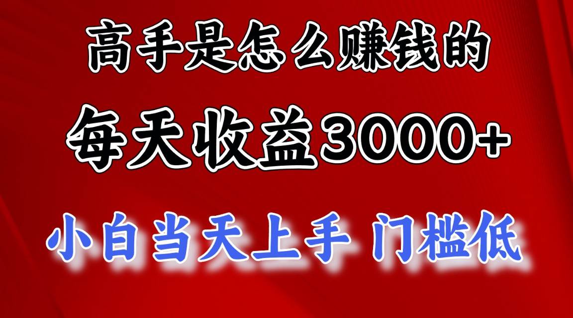 高手是怎么赚钱的，一天收益3000+ 这是穷人逆风翻盘的一个项目，非常…-云阁资源网