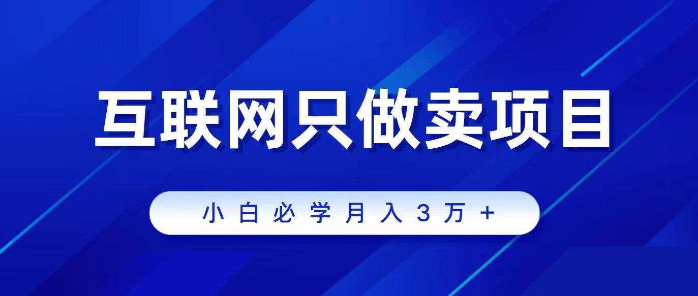 互联网的尽头就是卖项目，被割过韭菜的兄弟们必看！轻松月入三万以上！-云阁资源网