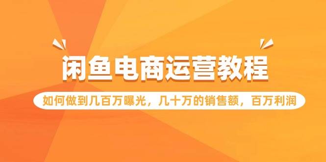 闲鱼电商运营教程：如何做到几百万曝光，几十万的销售额，百万利润-云阁资源网