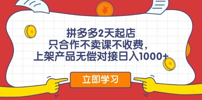 拼多多0成本开店，只合作不卖课不收费，0成本尝试，日赚千元+-云阁资源网