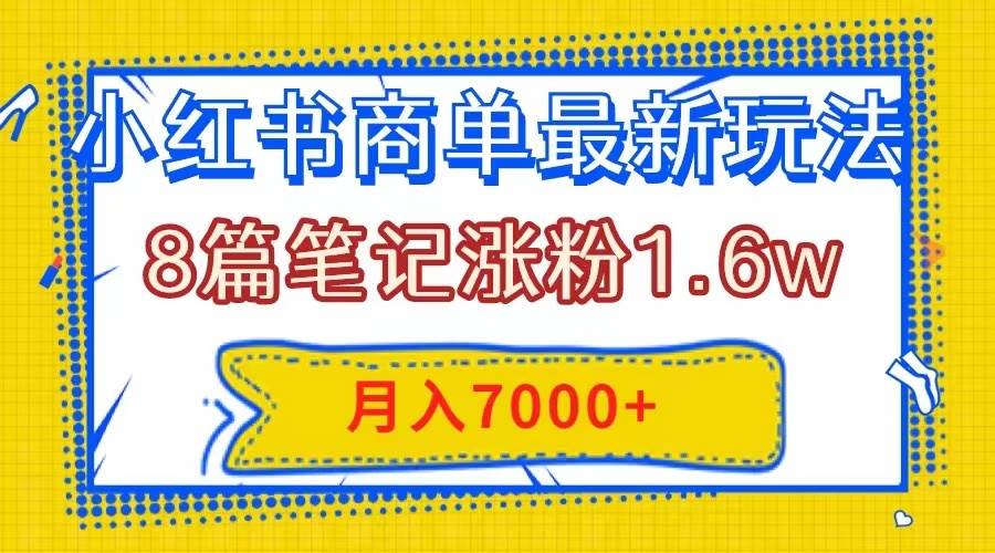 小红书商单最新玩法，8篇笔记涨粉1.6w，几分钟一个笔记，月入7000+-云阁资源网