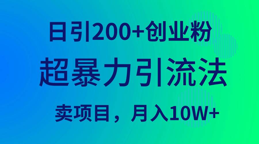 超暴力引流法，日引200+创业粉，卖项目月入10W+-云阁资源网