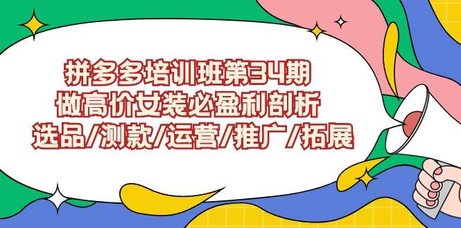 拼多多培训班第34期：做高价女装必盈利剖析  选品/测款/运营/推广/拓展-云阁资源网