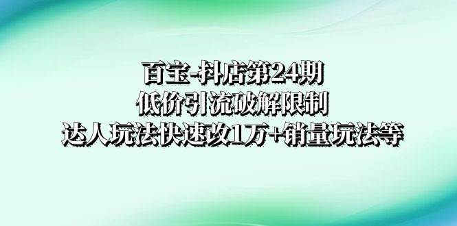 百宝-抖店第24期：低价引流破解限制，达人玩法快速改1万+销量玩法等-云阁资源网