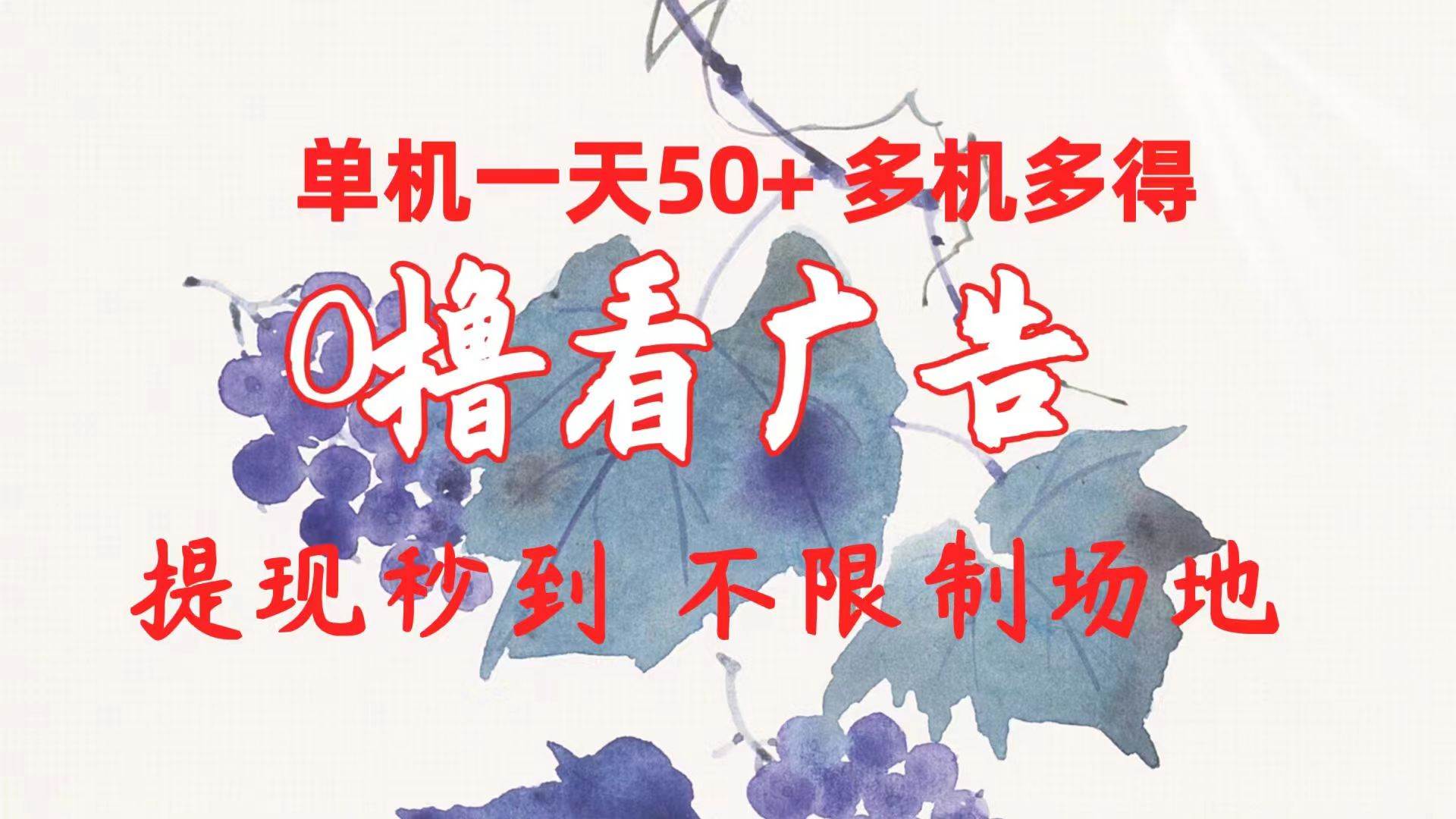 0撸看广告 单机一天50+多机多得 提现秒到 不限制场地操作-云阁资源网