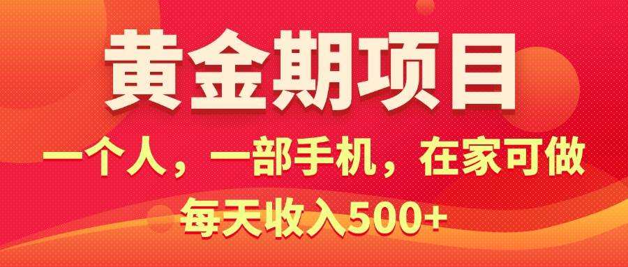黄金期项目，电商搞钱！一个人，一部手机，在家可做，每天收入500+-云阁资源网