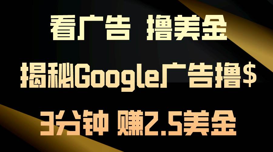 看广告，撸美金！3分钟赚2.5美金！日入200美金不是梦！揭秘Google广告…-云阁资源网