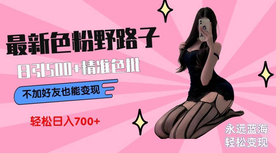 最新色粉变现野路子，日引500+老色批 可不加好友直接变现 小白轻松日入700+-云阁资源网