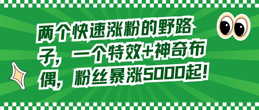 两个快速涨粉的野路子，一个特效+神奇布偶，粉丝暴涨5000起！-云阁资源网