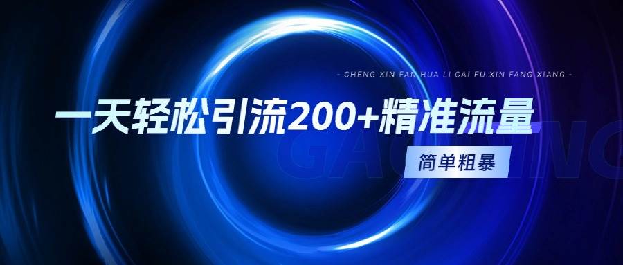 一天轻松引流200+精准流量，简单粗暴，一看就会-云阁资源网