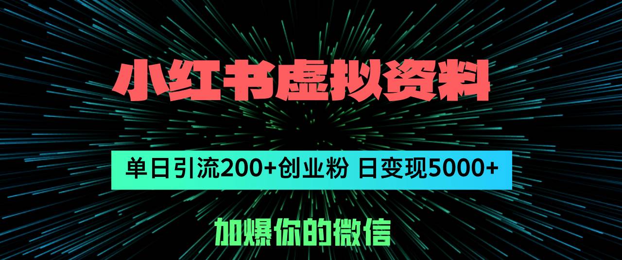 小红书虚拟资料日引流200+创业粉，单日变现5000+-云阁资源网