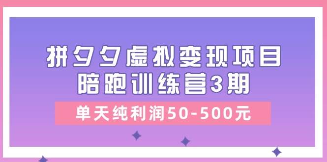 某收费培训《拼夕夕虚拟变现项目陪跑训练营3期》单天纯利润50-500元-云阁资源网