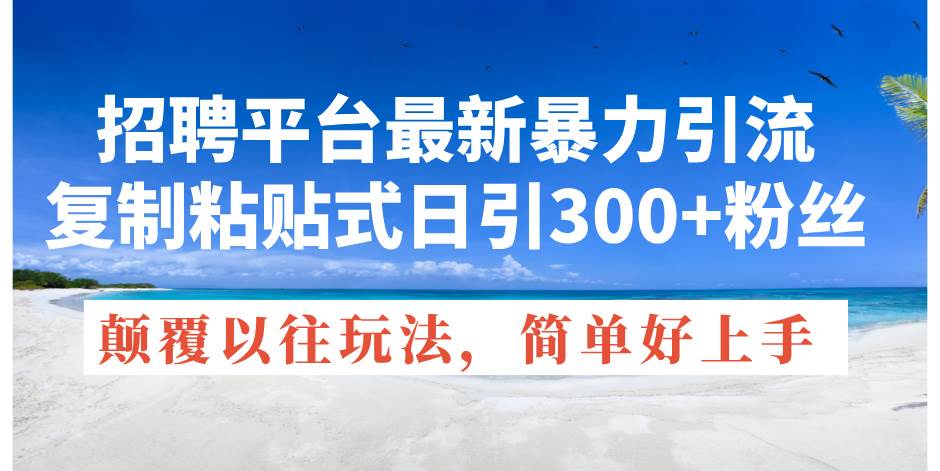 招聘平台最新暴力引流，复制粘贴式日引300+粉丝，颠覆以往垃圾玩法，简…-云阁资源网