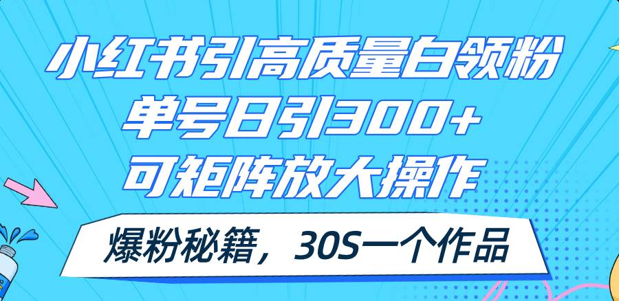 小红书引高质量白领粉，单号日引300+，可放大操作，爆粉秘籍！30s一个作品-云阁资源网