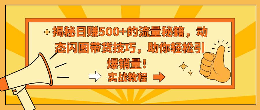 揭秘日赚500+的流量秘籍，动态闪图带货技巧，助你轻松引爆销量！-云阁资源网