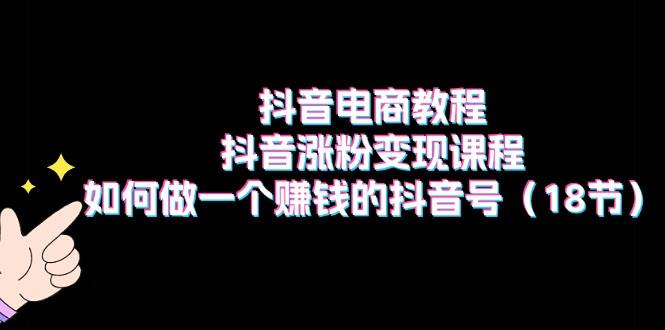 抖音电商教程：抖音涨粉变现课程：如何做一个赚钱的抖音号（18节）-云阁资源网