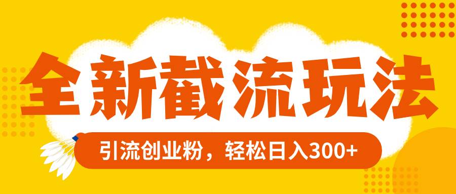 全新截流玩法，精准引流创业粉，轻松日入300+-云阁资源网