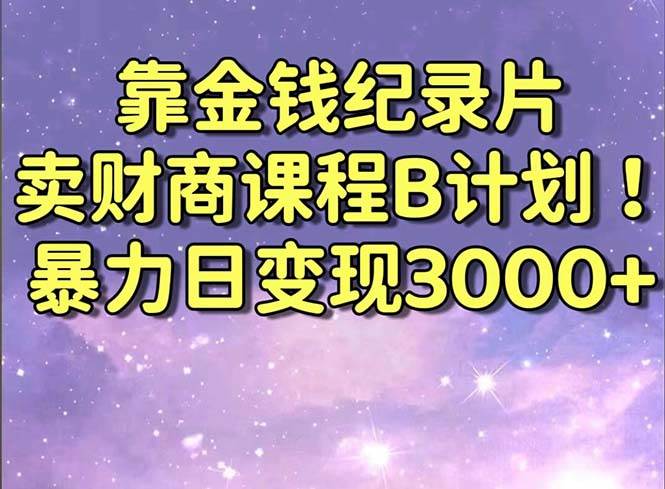 靠金钱纪录片卖财商课程B计划！暴力日变现3000+，喂饭式干货教程！-云阁资源网