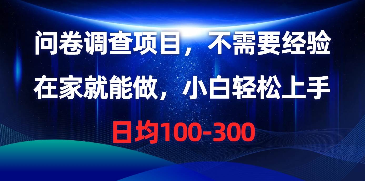问卷调查项目，不需要经验，在家就能做，小白轻松上手，日均100-300-云阁资源网