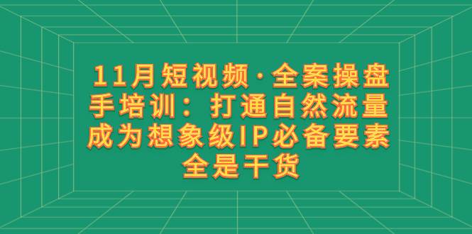 11月短视频·全案操盘手培训：打通自然流量 成为想象级IP必备要素 全是干货-云阁资源网
