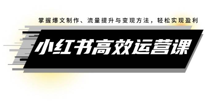小红书高效运营课：掌握爆文制作、流量提升与变现方法，轻松实现盈利-云阁资源网