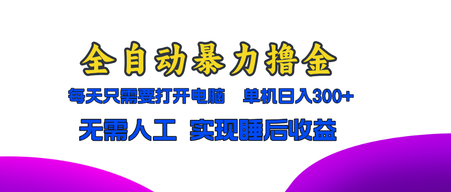 全自动暴力撸金，只需要打开电脑，单机日入300+无需人工，实现睡后收益-云阁资源网