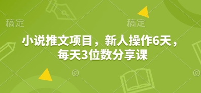 小说推文项目，新人操作6天，每天3位数分享课-云阁资源网