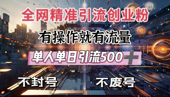 全网独家引流创业粉，有操作就有流量，单人单日引流500+，不封号、不费号-云阁资源网