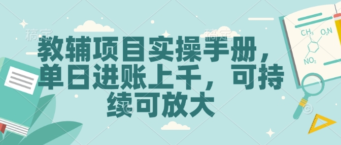 教辅项目实操手册，单日进账上千，可持续可放大-云阁资源网