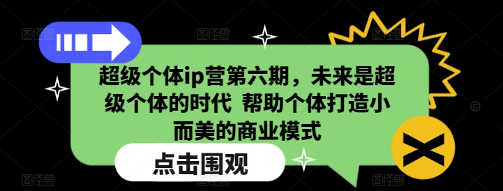 超级个体ip营第六期，未来是超级个体的时代  帮助个体打造小而美的商业模式-云阁资源网