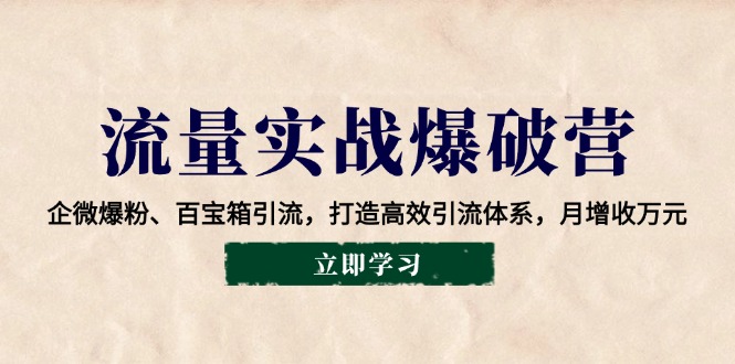 流量实战爆破营：企微爆粉、百宝箱引流，打造高效引流体系，月增收万元-云阁资源网