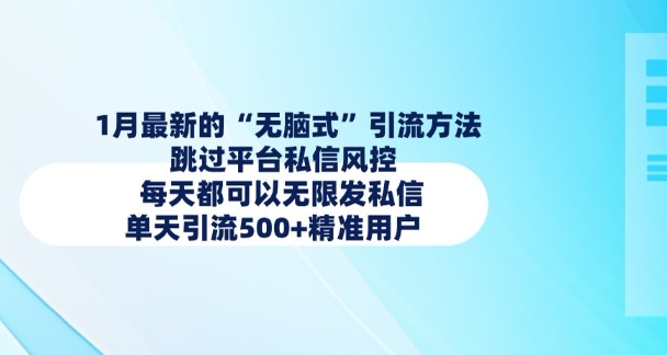 1月最新的无脑式引流方法，跳过平台私信风控，每天都可以无限发私信，单天引流500+精准用户-云阁资源网