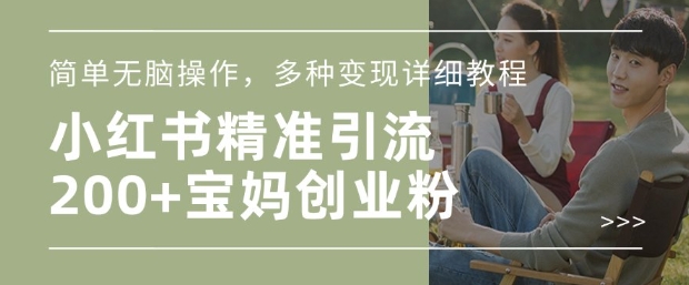 小红书混剪日引200+宝妈创业粉，简单无脑操作，多种变现详细教程-云阁资源网
