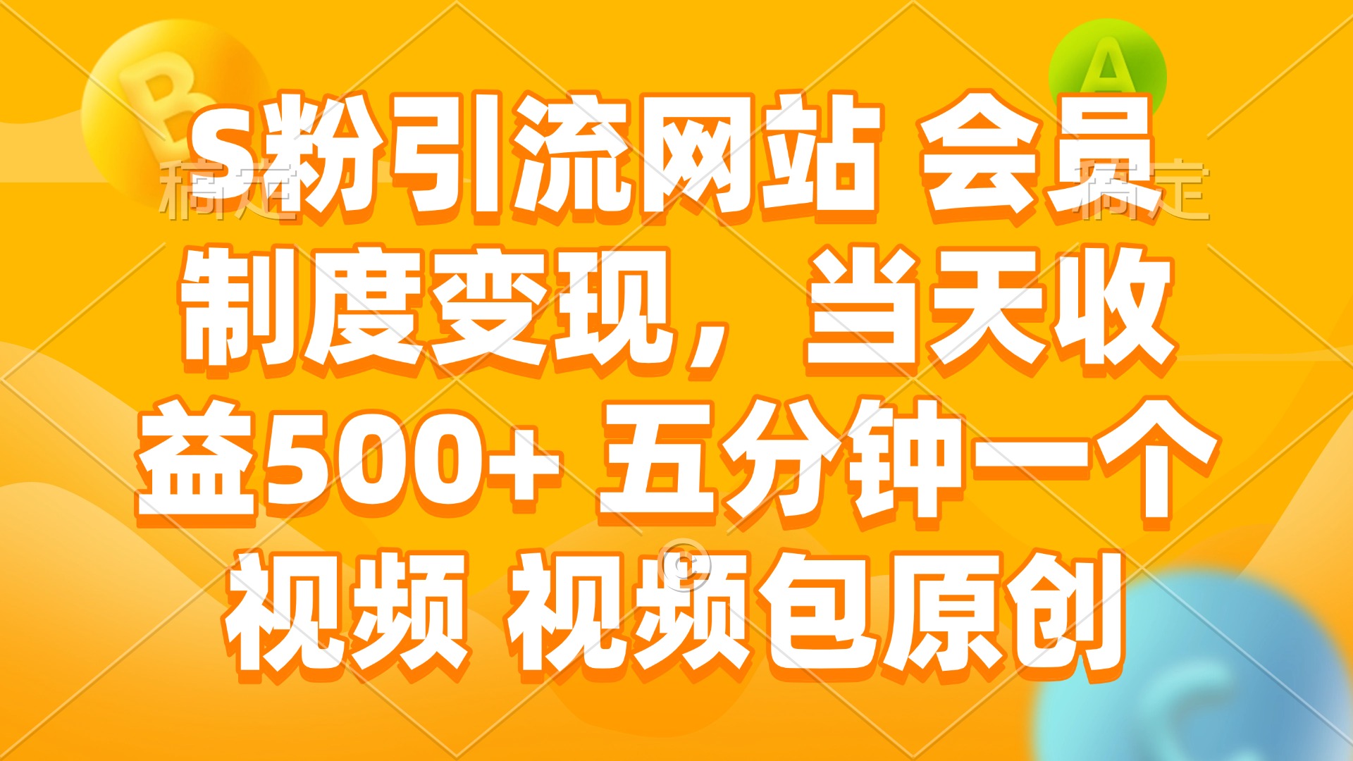 S粉引流网站 会员制度变现，当天收益500+ 五分钟一个视频 视频包原创-云阁资源网