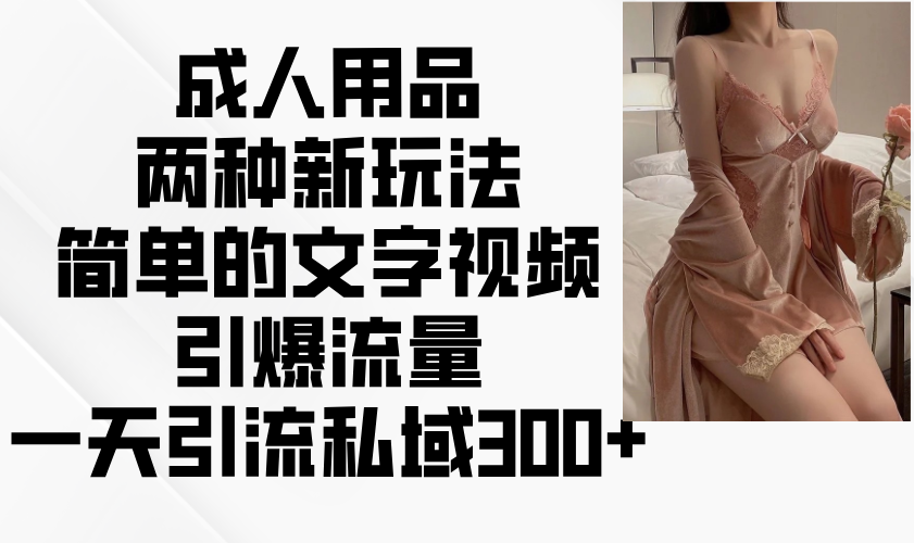 成人用品两种新玩法，简单的文字视频引爆流量，一天引流私域300+-云阁资源网
