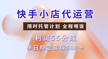 快手小店代运营，限时托管计划，收益55分，单日稳定变现多张【揭秘】-云阁资源网