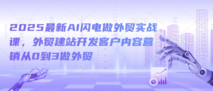 2025最新AI闪电做外贸实战课，外贸建站开发客户内容营销从0到3做外贸-云阁资源网