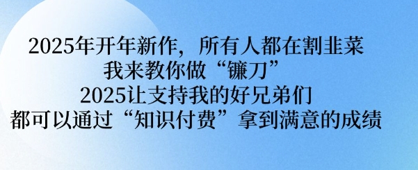 2025年开年新作，所有人都在割韭菜，我来教你做“镰刀” 2025让支持我的好兄弟们都可以通过“知识付费”拿到满意的成绩【揭秘】-云阁资源网