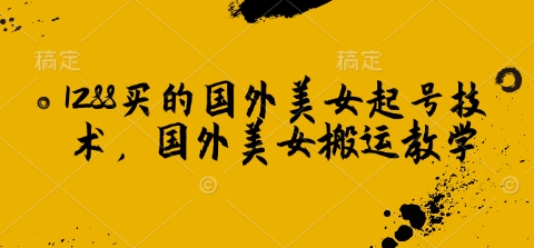 1288买的国外美女起号技术，国外美女搬运教学-云阁资源网