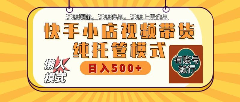 快手小店代运营躺赚项目 二八分成 长期稳定 保底月入3k+-云阁资源网