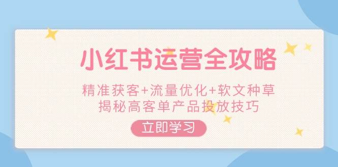 小红书运营全攻略，精准获客+流量优化+软文种草，揭秘高客单产品投放技巧-云阁资源网